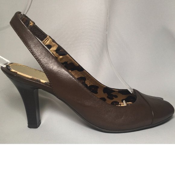 Nine & Company Brown Slingback - Open Toe Heels Sz 6M - Picture 3 of 7